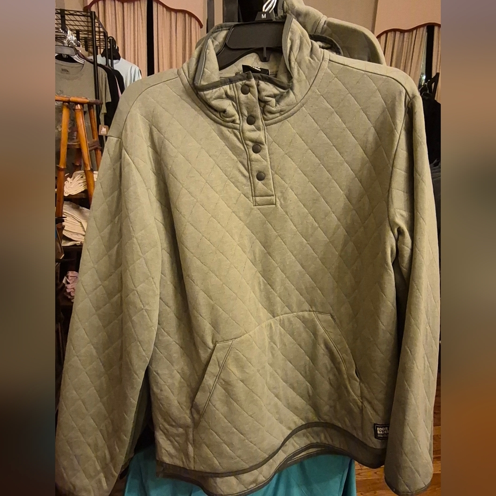 Eddie Bauer Womens Olive GreenvQuilted Pullover Top